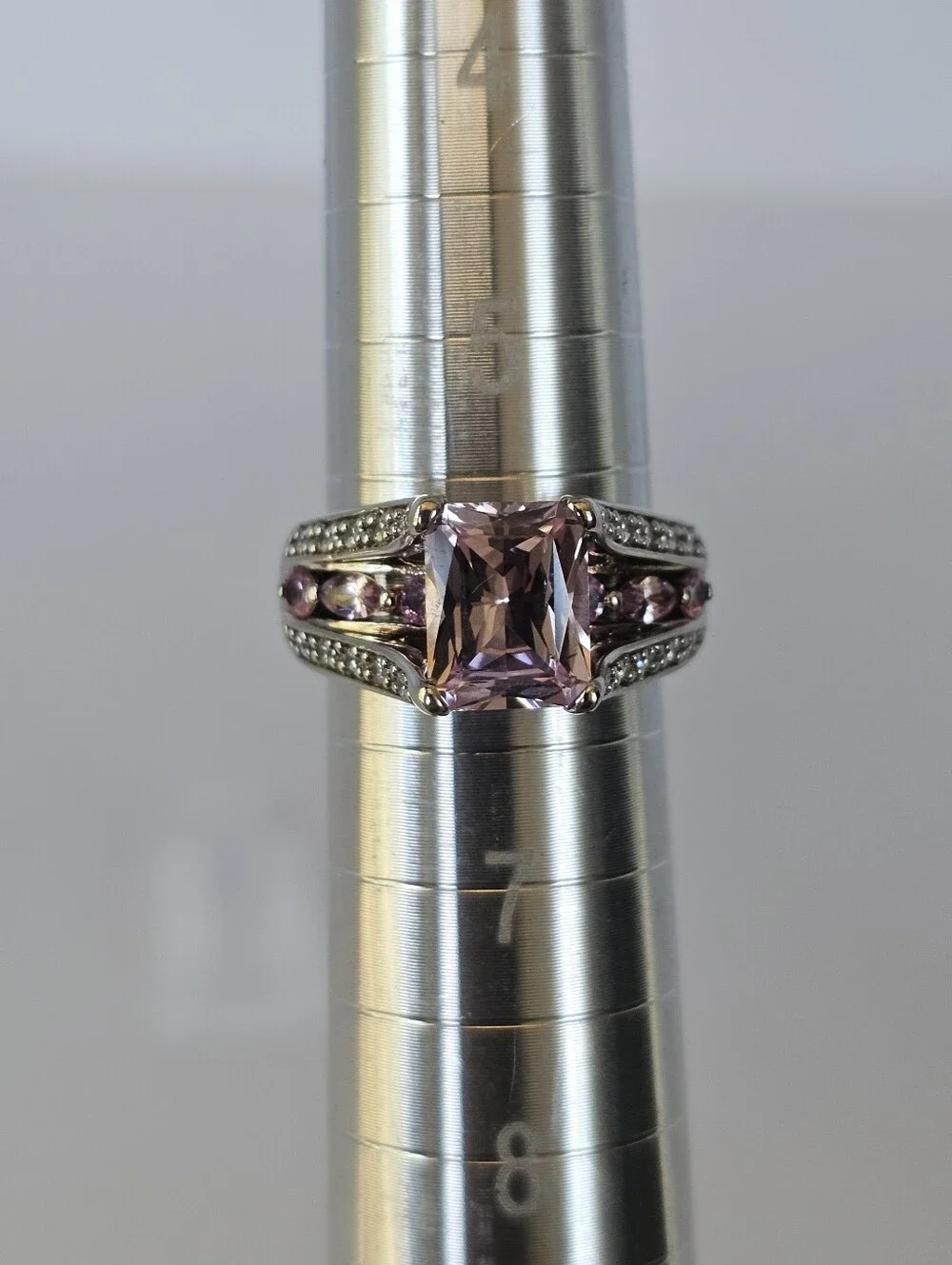 Victoria Wieck Pink Sapphire & Absolute Diamond Simulants Sterling Silver Sz 6!